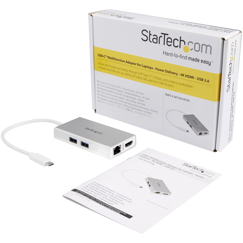 Startech USB-C Multiport Docking Station Adapter Mini Portable HDMI Ethernet USB DKT30CHPDW - SuperOffice