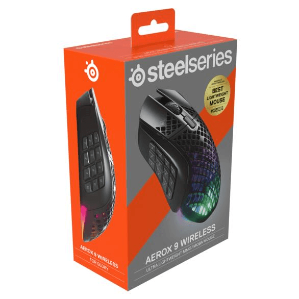 SteelSeries Aerox 9 Gaming Wireless Mouse Ultra Lightweight Black RGB Lights 62618 - SuperOffice