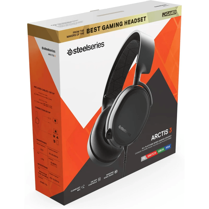 SteelSeries Arctis 3 Wired Gaming Headset Headphones Microphone Black 61503 - SuperOffice
