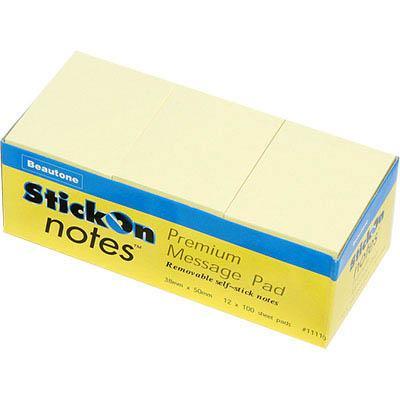 Stick On Notes 100 Sheets 38 X 50Mm Yellow 100852304 - SuperOffice