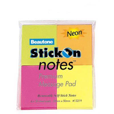 Stick On Notes 50 Sheets 38 X 50Mm Neon Assorted Pack 4 100852303 - SuperOffice