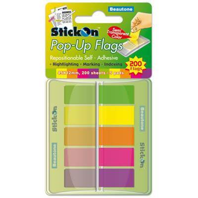 Stick On Pop Up Flags 40 Sheets 45 X 12Mm Assorted Pack 5 100852285 - SuperOffice