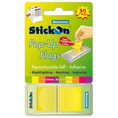 Stick On Pop Up Flags 50 Sheets 45 X 25Mm Lemon 100852287 - SuperOffice