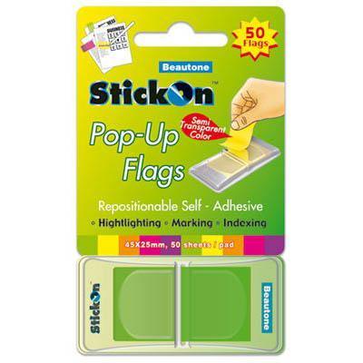 Stick On Pop Up Flags 50 Sheets 45 X 25Mm Lime 100852288 - SuperOffice