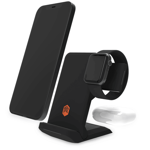STM ChargeTree Go 3-in-1 Wireless Charging Stand iphone, AirPods, & Apple Watch with AU 20W Wall Plug Black stm-931-384Z-02 - SuperOffice