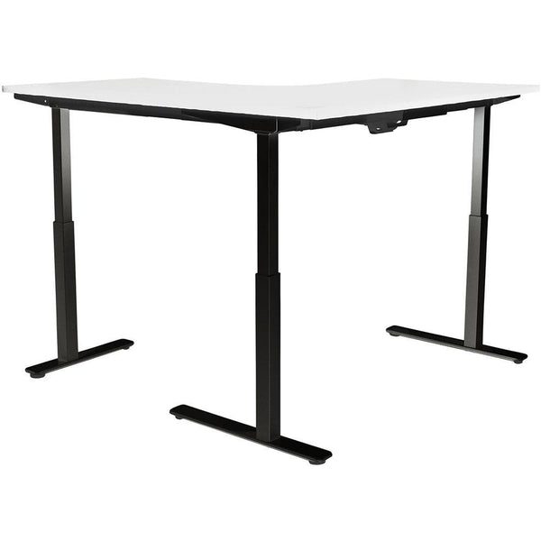 Summit Electric Sit To Stand Corner Workstation 1800 X 1800 X 750Mm White Top Black Frame YSSSE2C-18WB - SuperOffice
