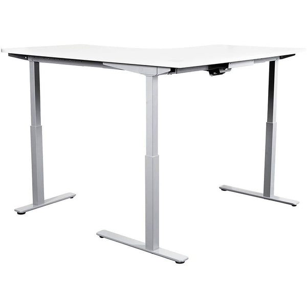 Summit Electric Sit To Stand Corner Workstation 1800 X 1800 X 750Mm White Top White Frame YSSSE2C-18WW - SuperOffice