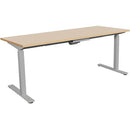 Summit Electric Sit To Stand Straight Desk 1500 X 750Mm Beech Top Silver Frame YSSSE2-15BS - SuperOffice