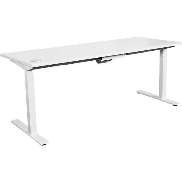 Summit Electric Sit To Stand Straight Desk 1500 X 750Mm White Top White Frame YSSSE2-15WW - SuperOffice