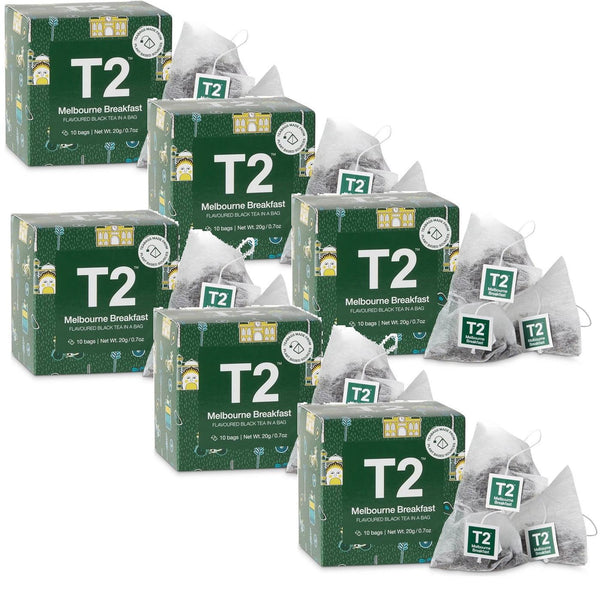 T2 Melbourne Breakfast Teabags 10 Pack Tea Box of 6 9330462199853 - SuperOffice