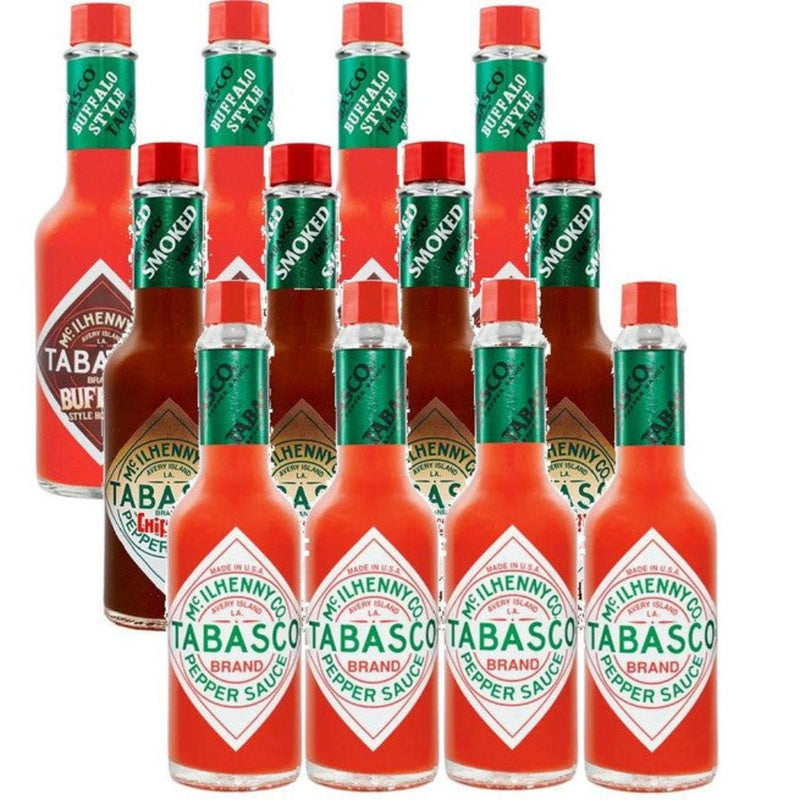 Tabasco Mix 12 Pack Original Red Pepper/Buffalo/Chipotle Hot Sauce 150ml Variety Pack TAB1 (150ml 12 Pack) - SuperOffice