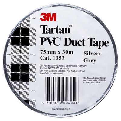 Tartan Duct Tape Pvc 75Mm X 30M Silver/Grey AT010575267 - SuperOffice