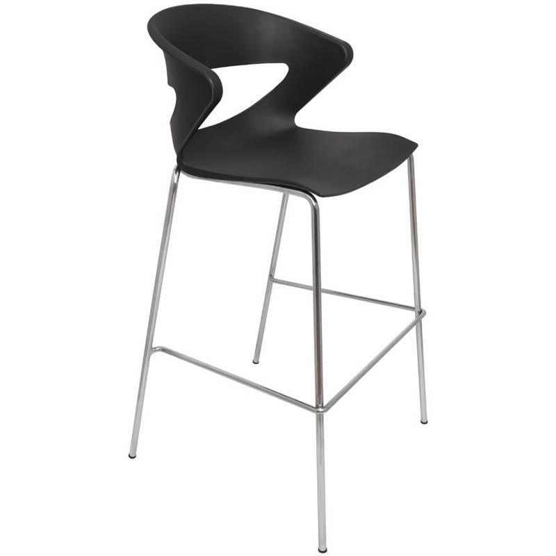 Taurus Poly Bar Stool Chrome Base Black TAURUSSTBP - SuperOffice