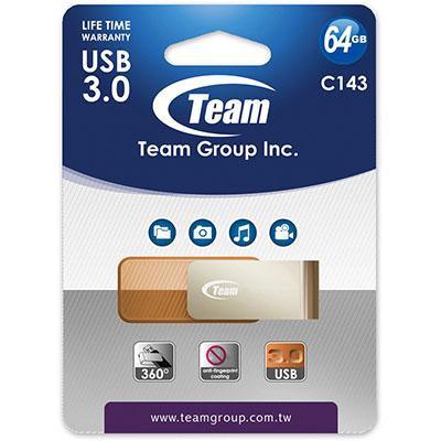 Team Group Rotating Flash Drive Usb 3.0 64Gb Brown/Silver TC143364GN01 - SuperOffice