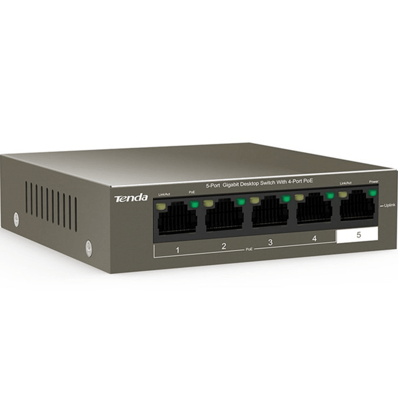 Tenda TEG1105P-4-63W 5-Port Gigabit Desktop Switch with 4-Port PoE TEG1105P-4-63W - SuperOffice