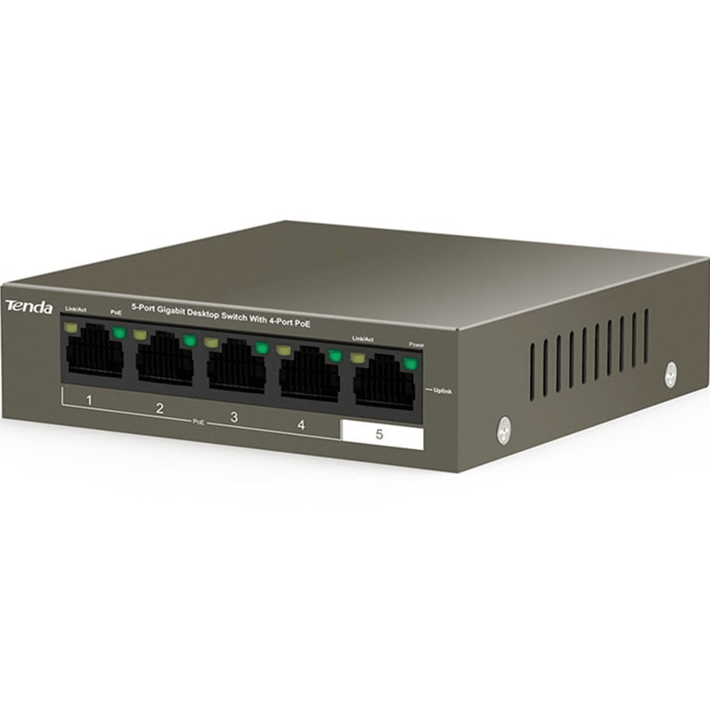 Tenda TEG1105P-4-63W 5-Port Gigabit Desktop Switch with 4-Port PoE TEG1105P-4-63W - SuperOffice