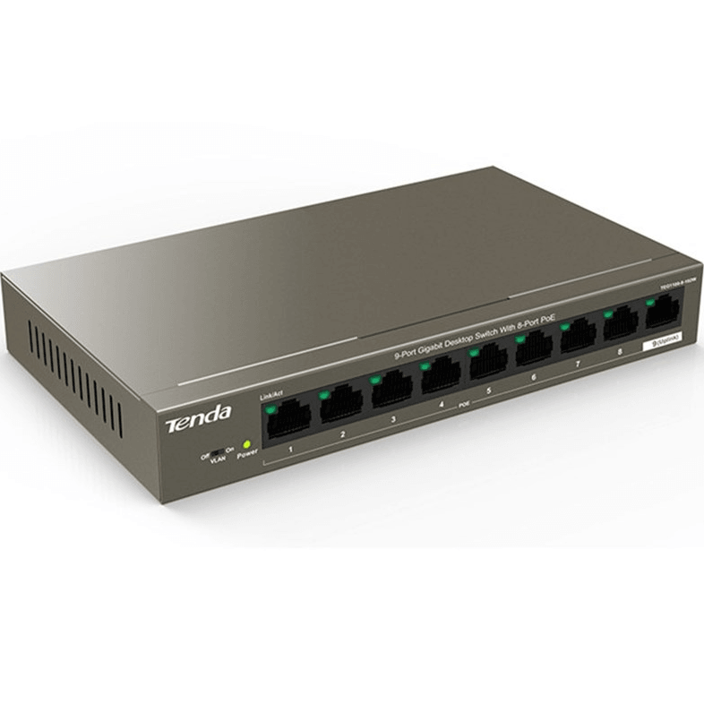 Tenda TEG1109P 9-Port Gigabit Desktop Switch with 8-Port PoE TEG1109P-8-102W - SuperOffice