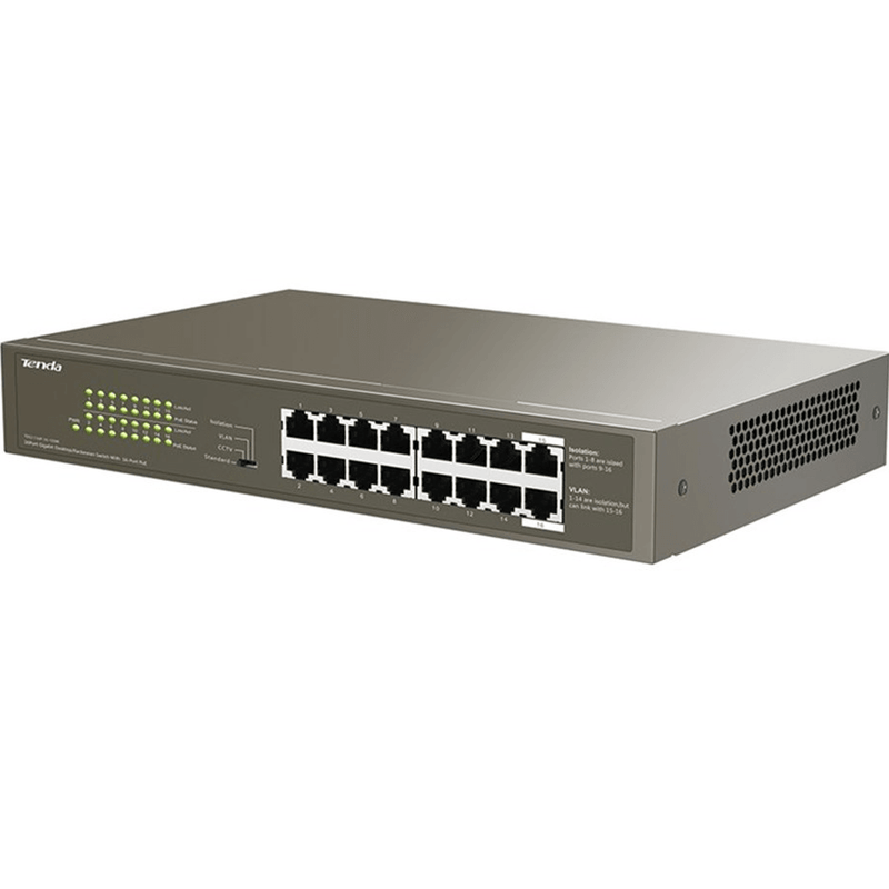 Tenda TEG1116P-16-150W 1000M&PoE 16-Port Gigabit Ethernet Switch with 16-Port PoE TEG1116P-16-150W - SuperOffice