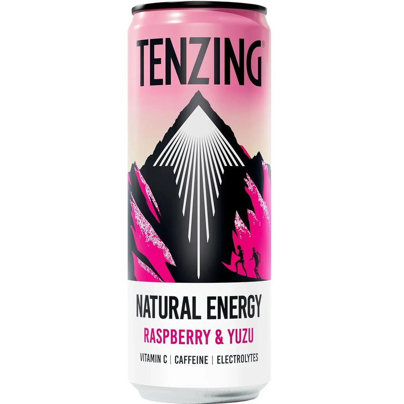 TENZING Natural Energy Drink Vegan Gluten Free Raspberry & Yuzu 330ml Can 12 Pack TENCAS12RAS330 (12 Pack) - SuperOffice