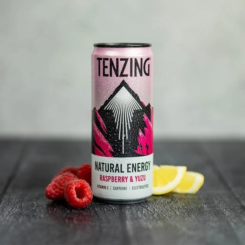 TENZING Natural Energy Drink Vegan Gluten Free Raspberry & Yuzu 330ml Can 12 Pack TENCAS12RAS330 (12 Pack) - SuperOffice