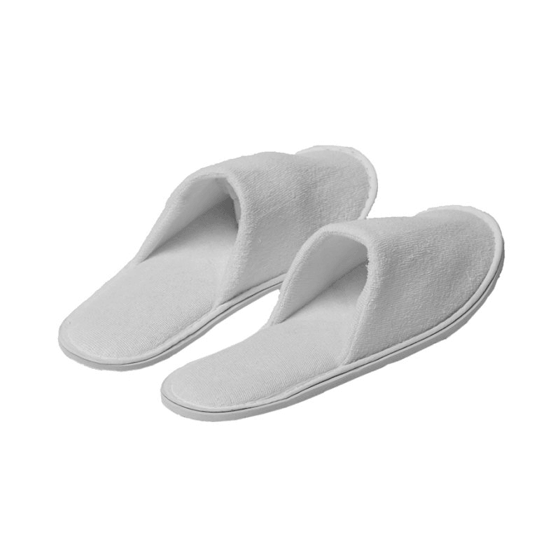 Terry Cotton Slip On Slippers Closed Toes White Hotel/Bath/Guest Pack 100 Pairs Bulk 573401 (100 Pairs) - SuperOffice