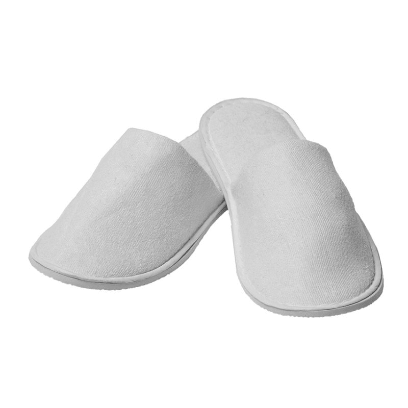 Terry Cotton Slip On Slippers Closed Toes White Hotel/Bath/Guest Pack 100 Pairs Bulk 573401 (100 Pairs) - SuperOffice