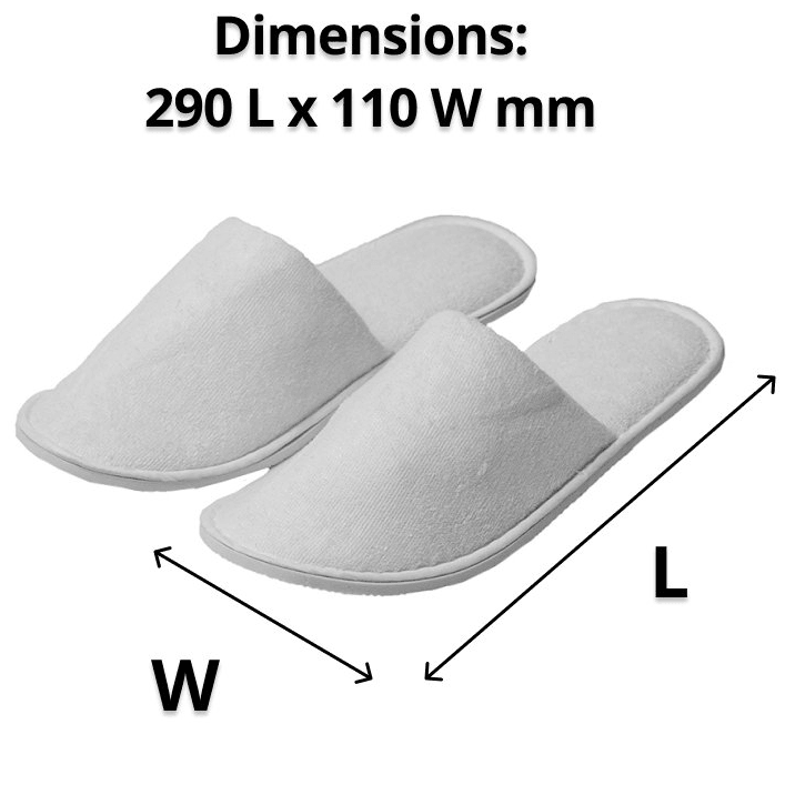 Terry Cotton Slip On Slippers Closed Toes White Hotel/Bath/Guest Pack 100 Pairs Bulk 573401 (100 Pairs) - SuperOffice