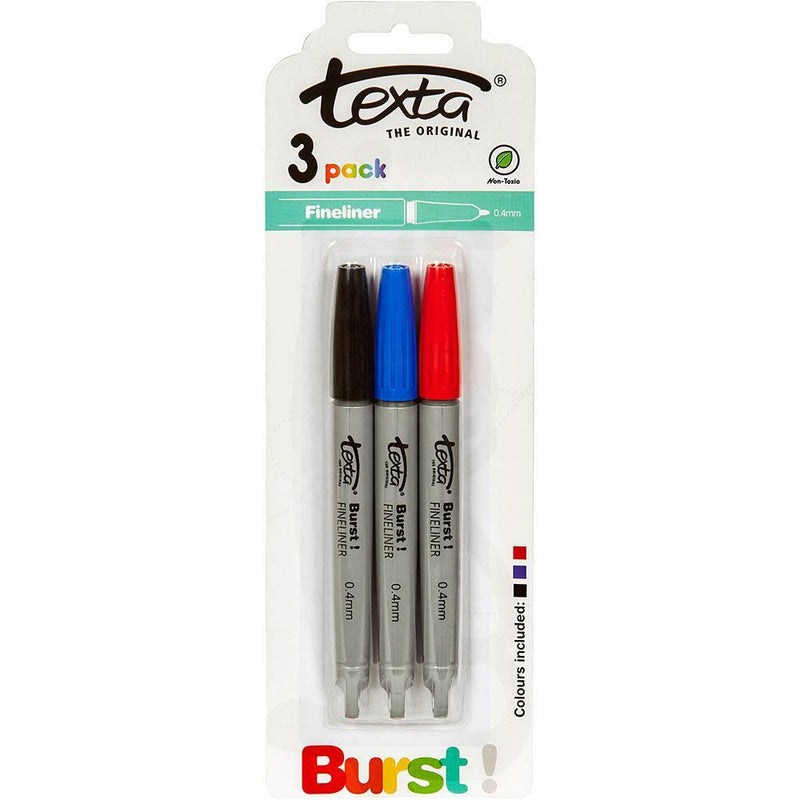 Texta Fineline Pens Assorted Pack 3 Hangsell 48921 - SuperOffice