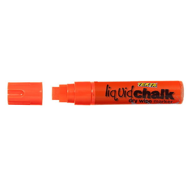 Texta Jumbo Liquid Chalk Marker Dry Wipe Orange 15mm Nib Thick Pack 6 0388080 (6 Pack) - SuperOffice