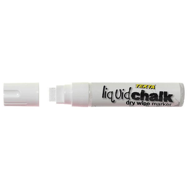 Texta Liquid Chalk Marker Jumbo Dry Wipe Thick 15mm Tip White Pack 6 0388060 (6 Pack) - SuperOffice