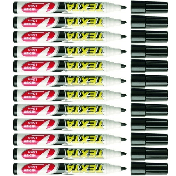 Texta Whiteboard Marker Black Bullet Tip 1.5mm Medium Box 12 0202600 (Box 12) - SuperOffice