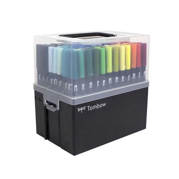 Tombow Dual Tip Brush Pen 108 Piece with Markers Storage Case 6401989 - SuperOffice