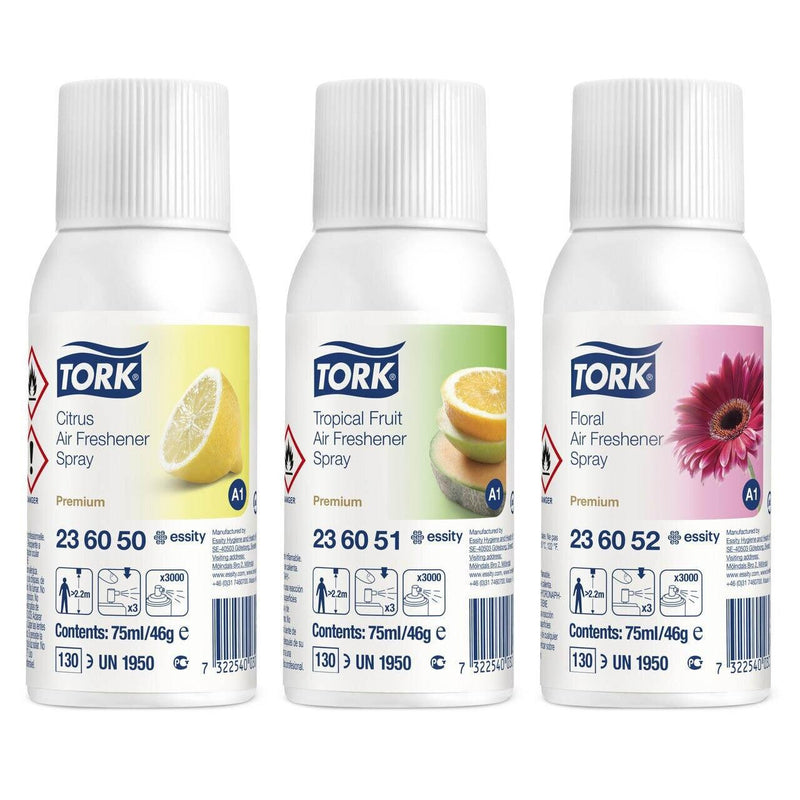 Tork Mixed Pack Air Freshener Spray A1 75ml x 12 Cans/Carton 236056 - SuperOffice