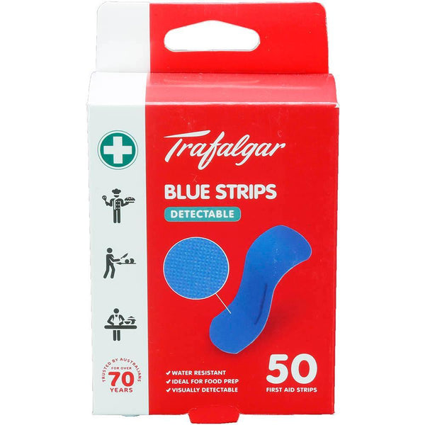 Trafalgar Blue Detectable Strips 76 X 25Mm Pack 50 101455 - SuperOffice