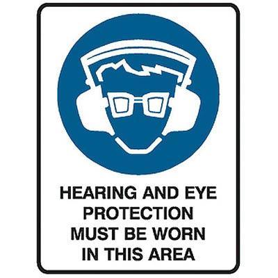 Trafalgar Mandatory Sign Hearing And Eye Protection 450x600mm B835014 - SuperOffice