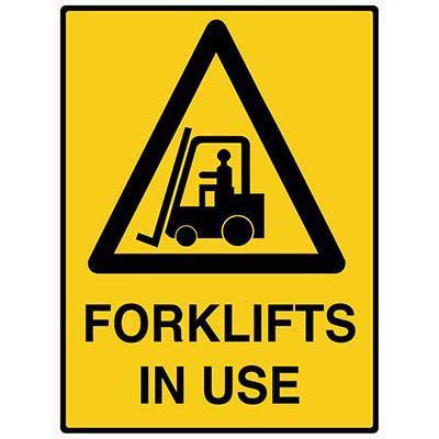 Trafalgar Warning Sign Forklifts In Use 450 X 300Mm B833887 - SuperOffice