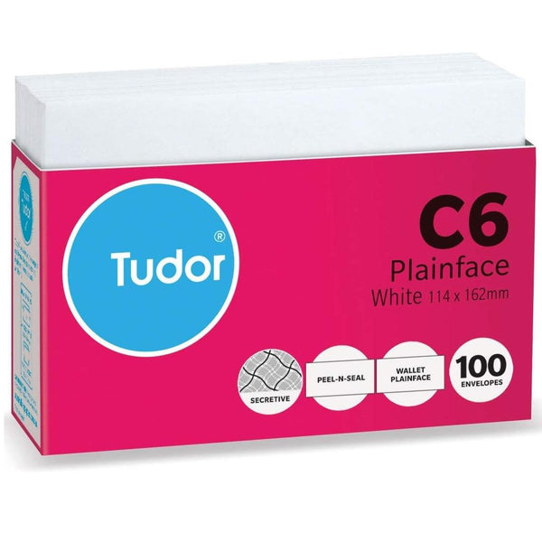 Tudor 140009 C6 White Peel and Seal Secretive Wallet Plainface Envelopes 353x250mm Pack 100 140009 - SuperOffice