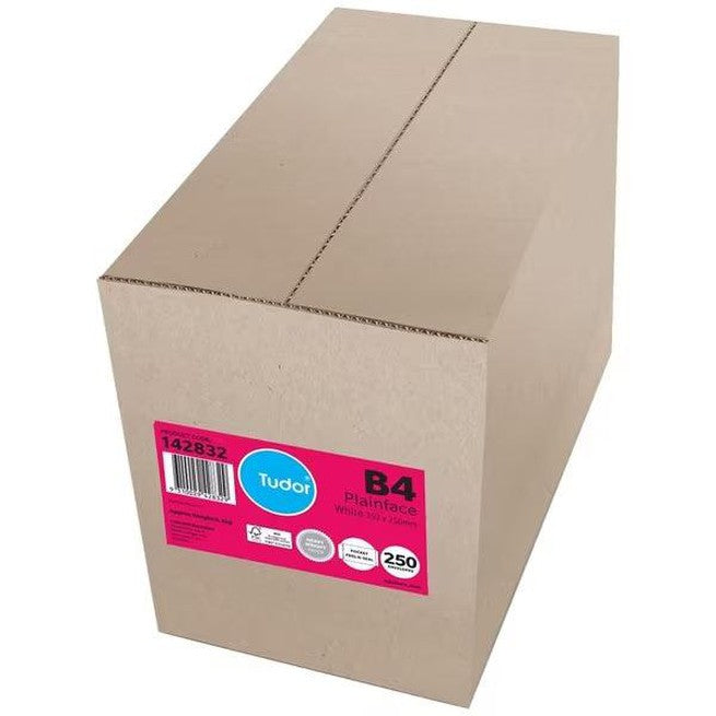 Tudor 142832 B4 Plainface White Envelopes 353x250mm Box 250 142832 - SuperOffice
