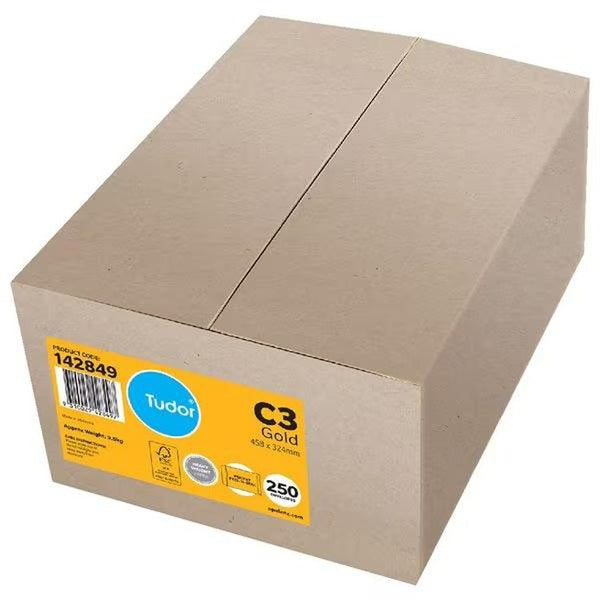 Tudor 142849 C3 Plainface Gold Envelopes 458x324mm Box 250 142849 - SuperOffice