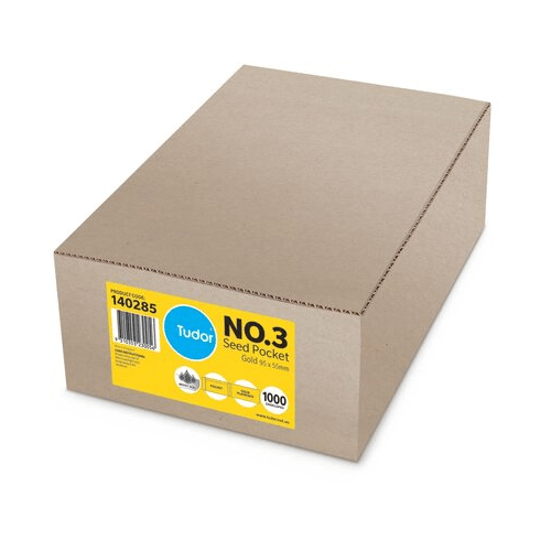 Tudor No.3 Seed Pocket Envelopes Plainface Moist Seal Gold 95x55mm Box 1000 BULK 140285 - SuperOffice