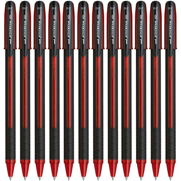 Uni-Ball 101 Jetstream Rollerball Stick Pen Fine 0.7mm Red Box 12 SX101FR (Box 12) - SuperOffice