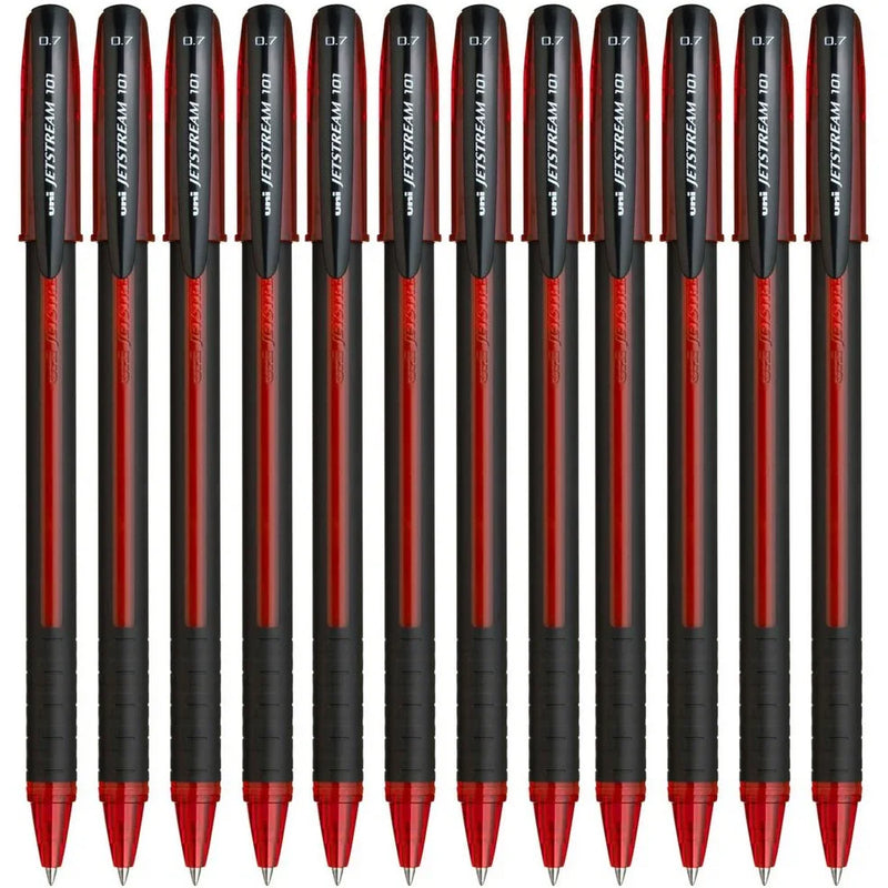 Uni-Ball 101 Jetstream Rollerball Stick Pen Fine 0.7mm Red Box 12 SX101FR (Box 12) - SuperOffice