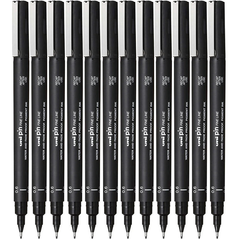 Uni-Ball 200 Pin Fineliner Fine Line Pen 0.6mm Black Box 12 PIN06200BK (Box 12) - SuperOffice