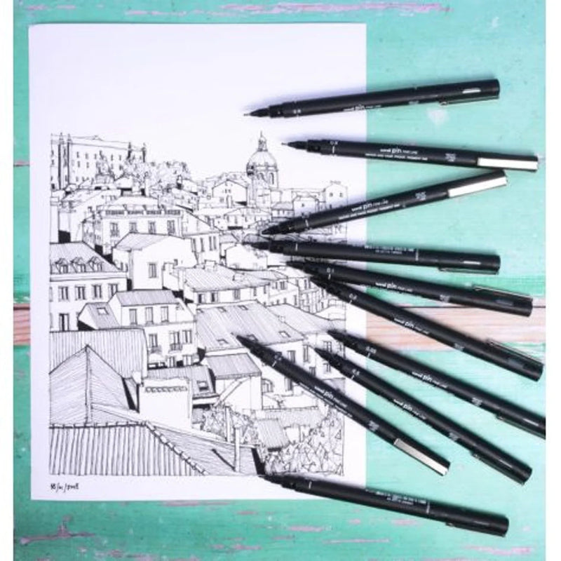 Uni-Ball 200 Pin Fineliner Fine Line Pen 0.6mm Black Box 12 PIN06200BK (Box 12) - SuperOffice