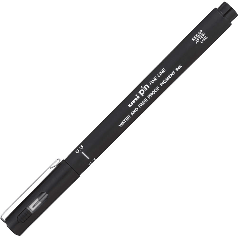 Uni-Ball 200 Pin Fineliner Pen 0.3mm Thin Black Box 12 PIN03200BK (Box 12) - SuperOffice