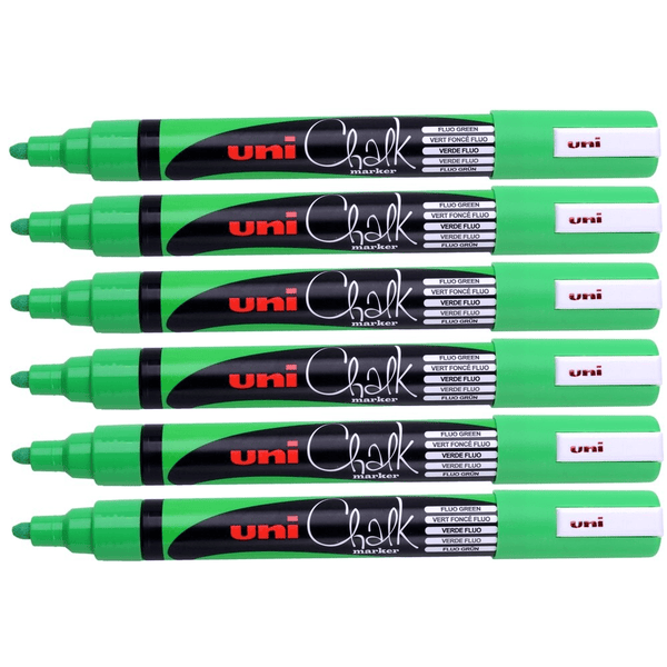 Uni-Ball Chalk Marker Bullet Tip 2.5Mm Fluoro Green 6 Pack PWE5MFLGN - SuperOffice