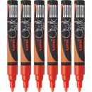 Uni-Ball Chalk Marker Bullet Tip 2.5mm Fluoro Orange 6 Pack PWE5MFLOR (6 Pack) - SuperOffice