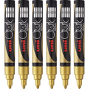 Uni-Ball Chalk Marker Bullet Tip 2.5mm Gold 6 Pack PWE5MGD (6 Pack) - SuperOffice