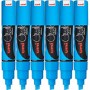 Uni-Ball Chalk Marker Chisel Tip 8mm Light Blue 6 Pack PWE8K PWE8KLB (6 Pack) - SuperOffice