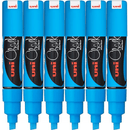 Uni-Ball Chalk Marker Chisel Tip 8mm Light Blue 6 Pack PWE8K PWE8KLB (6 Pack) - SuperOffice